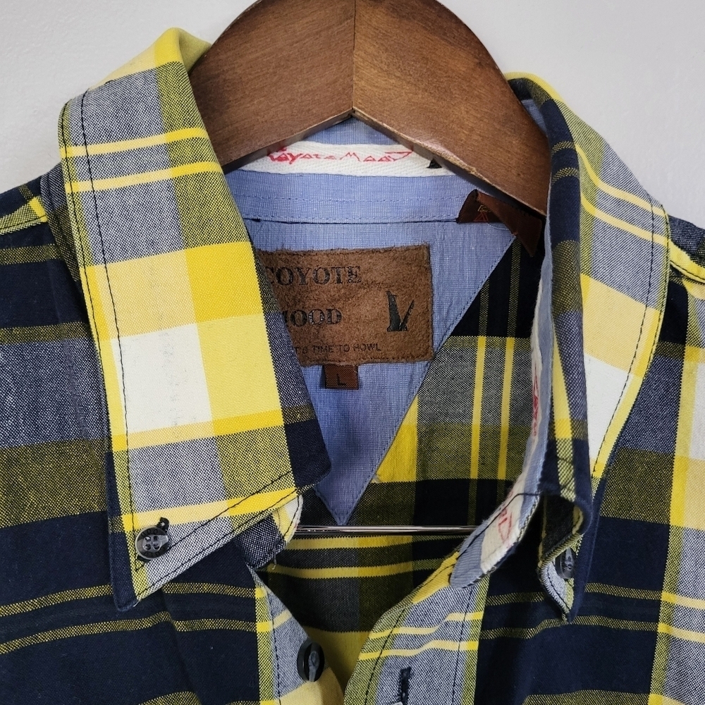 Coyote Mood Plaid Button Up Shirt Oversized Large - Picture 3 of 8